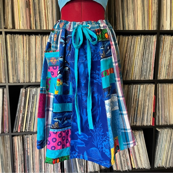 Phish fishman donut ⭕️ patchwork skirt handmade OOAK vintage lot ocean 🩵 90s - Picture 4 of 10